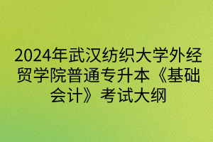 2024年武漢紡織大學外經(jīng)貿(mào)學院普通專升本《基礎(chǔ)會計》考試大綱