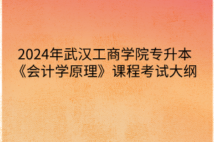 2024年武漢工商學(xué)院專升本《會(huì)計(jì)學(xué)原理》課程考試大綱