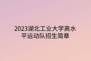 2023湖北工業(yè)大學高水平運動隊招生簡章