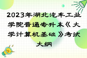 2023年湖北汽車工業(yè)學(xué)院普通專升本《大學(xué)計(jì)算機(jī)基礎(chǔ)》考試大綱