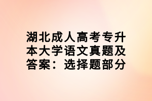 湖北成人高考專(zhuān)升本大學(xué)語(yǔ)文真題及答案：選擇題部分