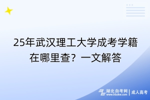 25年武漢理工大學(xué)成考學(xué)籍在哪里查？一文解答