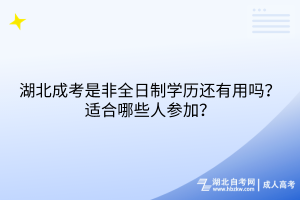 湖北成考是非全日制學(xué)歷有用嗎？適合哪些人參加？