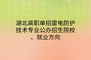 湖北高職單招雷電防護(hù)技術(shù)專業(yè)公辦招生院校、就業(yè)方向