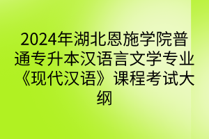 2024年湖北恩施學(xué)院普通專升本漢語言文學(xué)專業(yè)《現(xiàn)代漢語》課程考試大綱