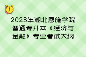 2023年湖北恩施學(xué)院普通專升本《經(jīng)濟與金融》專業(yè)考試大綱