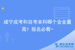 咸寧自考和成考本科哪個含金量高？報(bào)名必看~