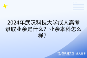 2024年武漢科技大學(xué)成人高考錄取業(yè)余是什么？業(yè)余本科怎么樣？