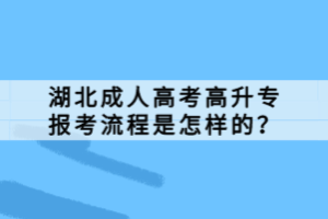 湖北成人高考高升專報(bào)考流程是怎樣的？