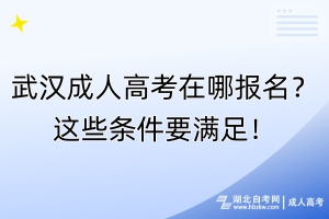 武漢成人高考在哪報(bào)名？這些條件要滿足！