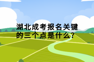 湖北成考報名關鍵的三個點是什么？