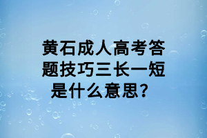 黃石成人高考答題技巧三長一短是什么意思？