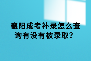 襄陽(yáng)成考補(bǔ)錄怎么查詢有沒(méi)有被錄??？