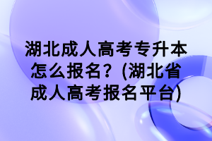 湖北成人高考專升本怎么報名？(湖北省成人高考報名平臺)