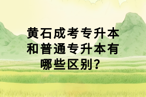 黃石成考專升本和普通專升本有哪些區(qū)別？