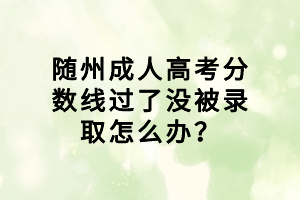 隨州成人高考分數線過了沒被錄取怎么辦？