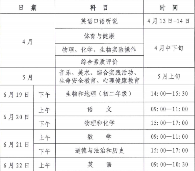 湖北荊門中考時(shí)間