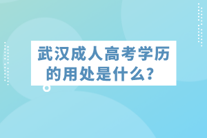 武漢成人高考學歷的用處是什么？