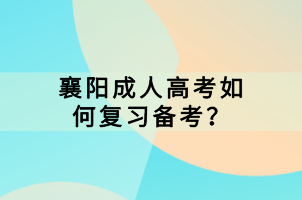 襄陽(yáng)成人高考如何復(fù)習(xí)備考？