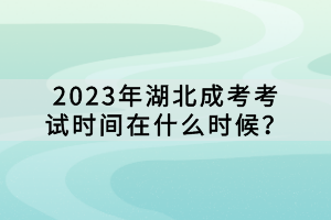 2023年湖北成考考試時間在什么時候？