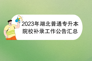 2023年湖北普通專(zhuān)升本院校補(bǔ)錄工作公告匯總