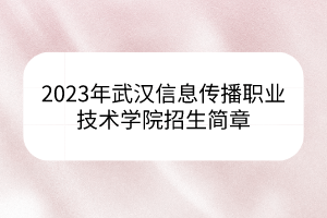 2023年武漢信息傳播職業(yè)技術(shù)學(xué)院招生簡章