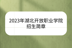 2023年湖北開放職業(yè)學(xué)院招生簡章