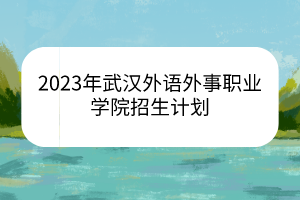 2023年武漢外語(yǔ)外事職業(yè)學(xué)院招生計(jì)劃