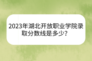 2023年湖北開放職業(yè)學(xué)院錄取分數(shù)線是多少？