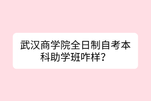 武漢商學(xué)院全日制自考本科助學(xué)班咋樣？