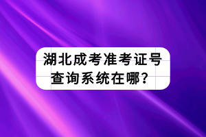 湖北成考準考證號查詢系統(tǒng)在哪？