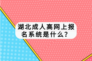 湖北成人高網(wǎng)上報名系統(tǒng)是什么？