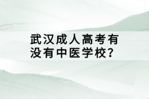 武漢成人高考有沒(méi)有中醫(yī)學(xué)校？