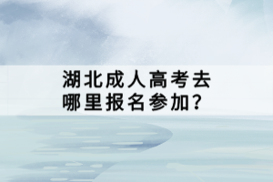 湖北成人高考去哪里報名參加？