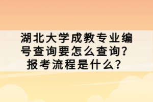 湖北大學(xué)成教專業(yè)編號(hào)查詢要怎么查詢？報(bào)考流程是什么？