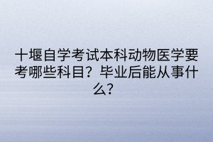 十堰自學(xué)考試本科動物醫(yī)學(xué)要考哪些科目？畢業(yè)后能從事什么？