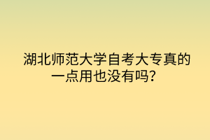 湖北師范大學(xué)自考大專真的一點(diǎn)用也沒有嗎？