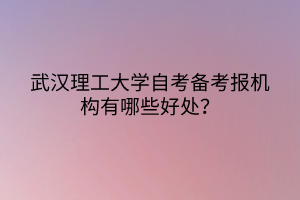 武漢理工大學(xué)自考備考報機構(gòu)有哪些好處？