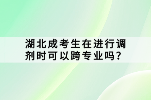 湖北成考生在進(jìn)行調(diào)劑時(shí)可以跨專業(yè)嗎？