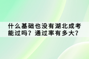 什么基礎(chǔ)也沒有湖北成考能過嗎？通過率有多大？