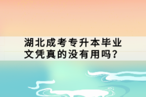 湖北成考專升本畢業(yè)文憑真的沒(méi)有用嗎？