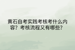 黃石自考實踐考核考什么內(nèi)容？考核流程又有哪些？