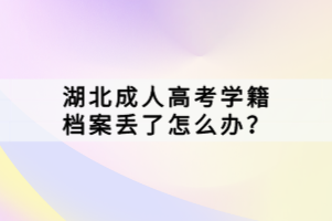 湖北成人高考學(xué)籍檔案丟了怎么辦？