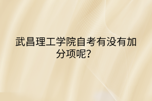 武昌理工學(xué)院自考有沒有加分項呢？