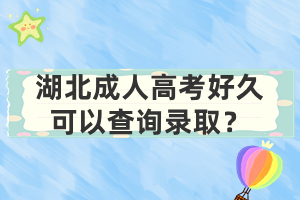 湖北成人高考好久可以查詢錄??？