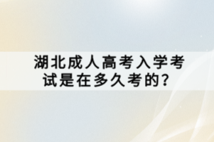 湖北成人高考入學考試是在多久考的？