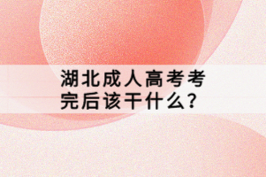 湖北成人高考考完后該干什么？