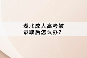 湖北成人高考被錄取后怎么辦？