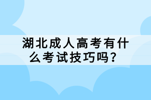 湖北成人高考有什么考試技巧嗎？