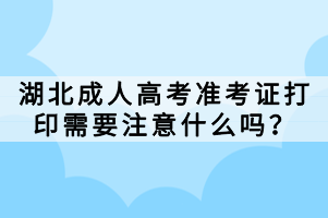 湖北成人高考準(zhǔn)考證打印需要注意什么嗎？